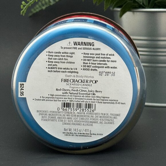 BBW Firecracker Pop Bath & Body Works 3 Wick Candle - Picture 11 of 11